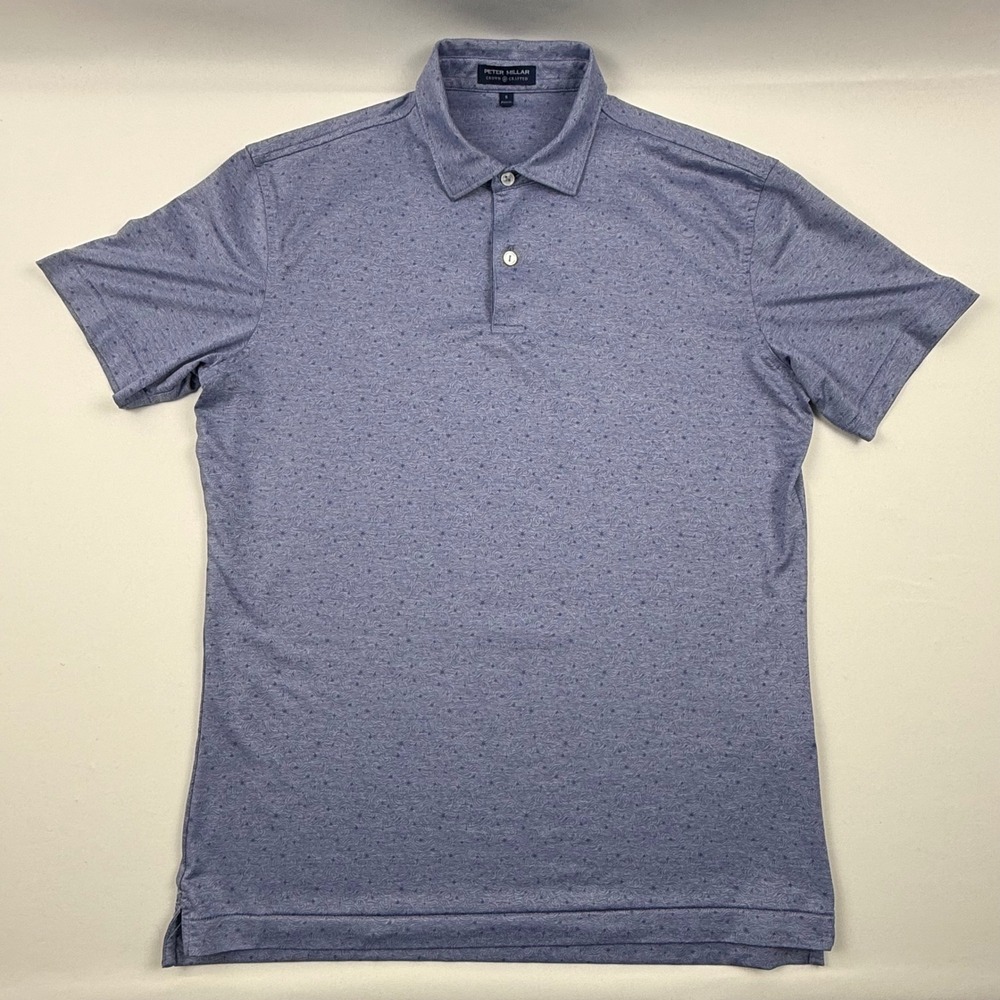 Peter Millar Crown Crafted Men S Blue Printed Performance Golf Polo Shirt S